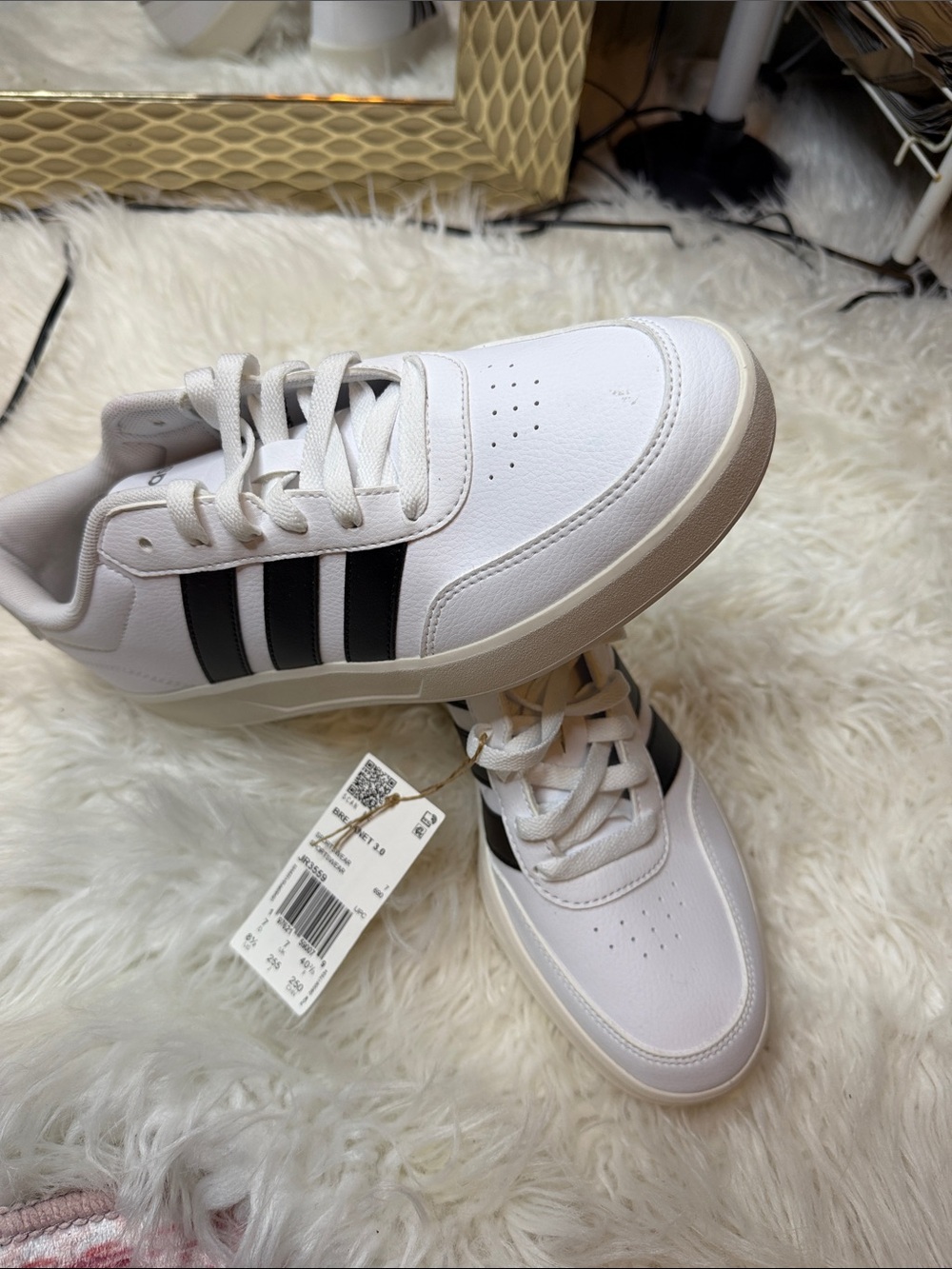 adidas White Sneakers with Black Stripes - Low-Top Casual Trainers
